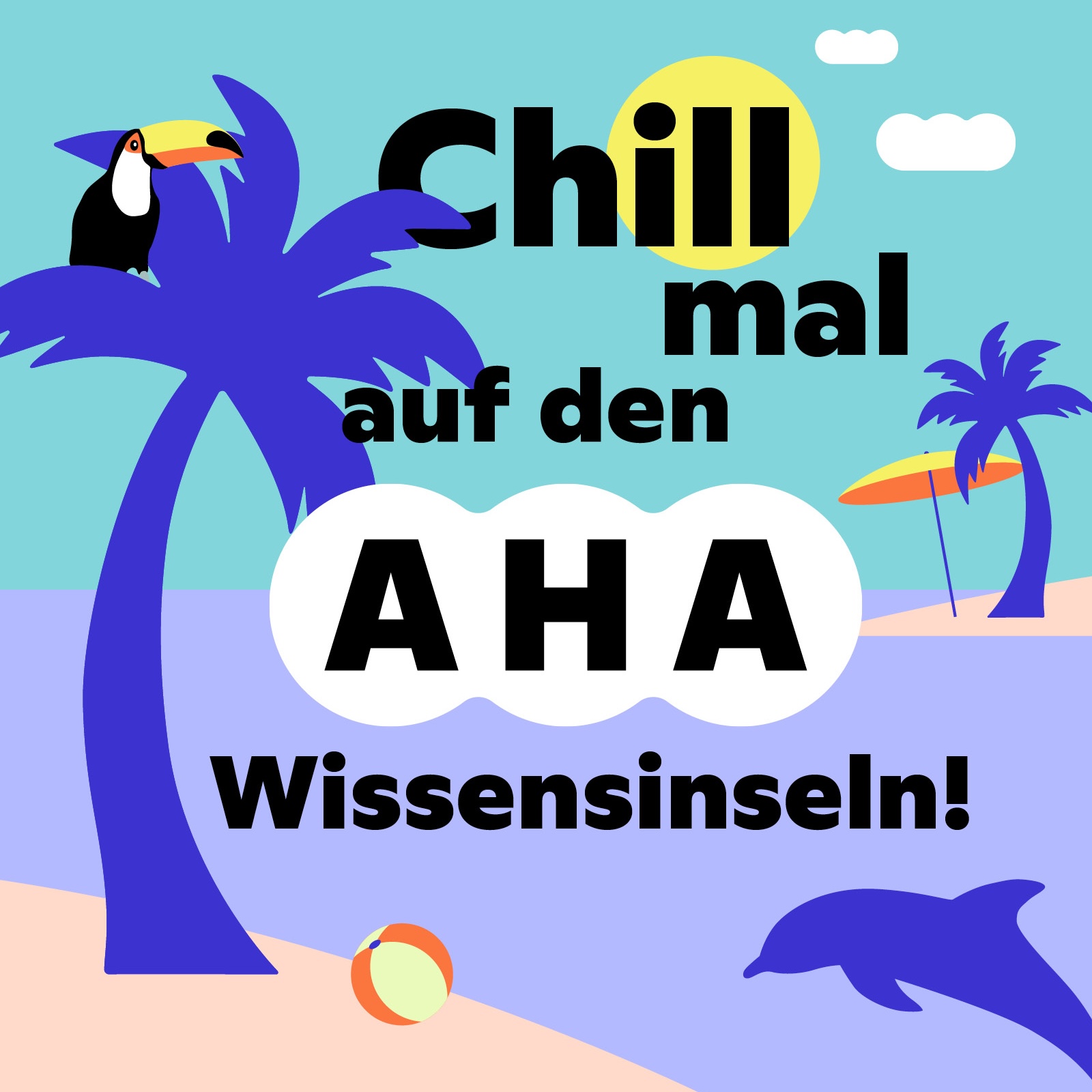 Key Visual - Chill mal auf den Wissensinseln - quadratisch
